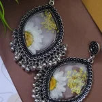 White Floral Resin Jhumka